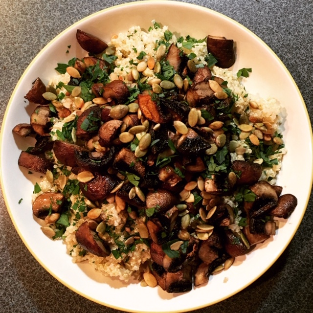 Mushroom Quinoa with Herbs and Pepitas