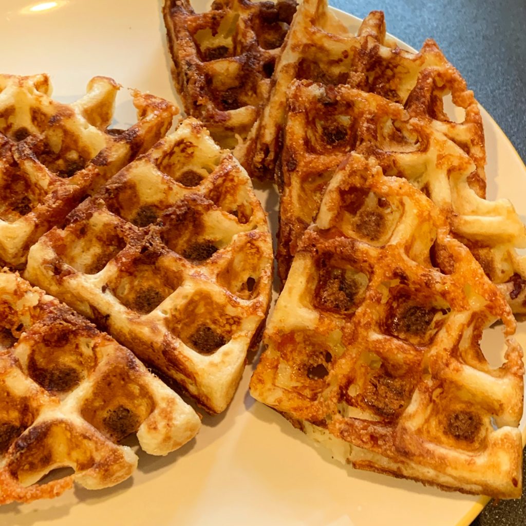 Grits Waffles with Bacon and Cheese