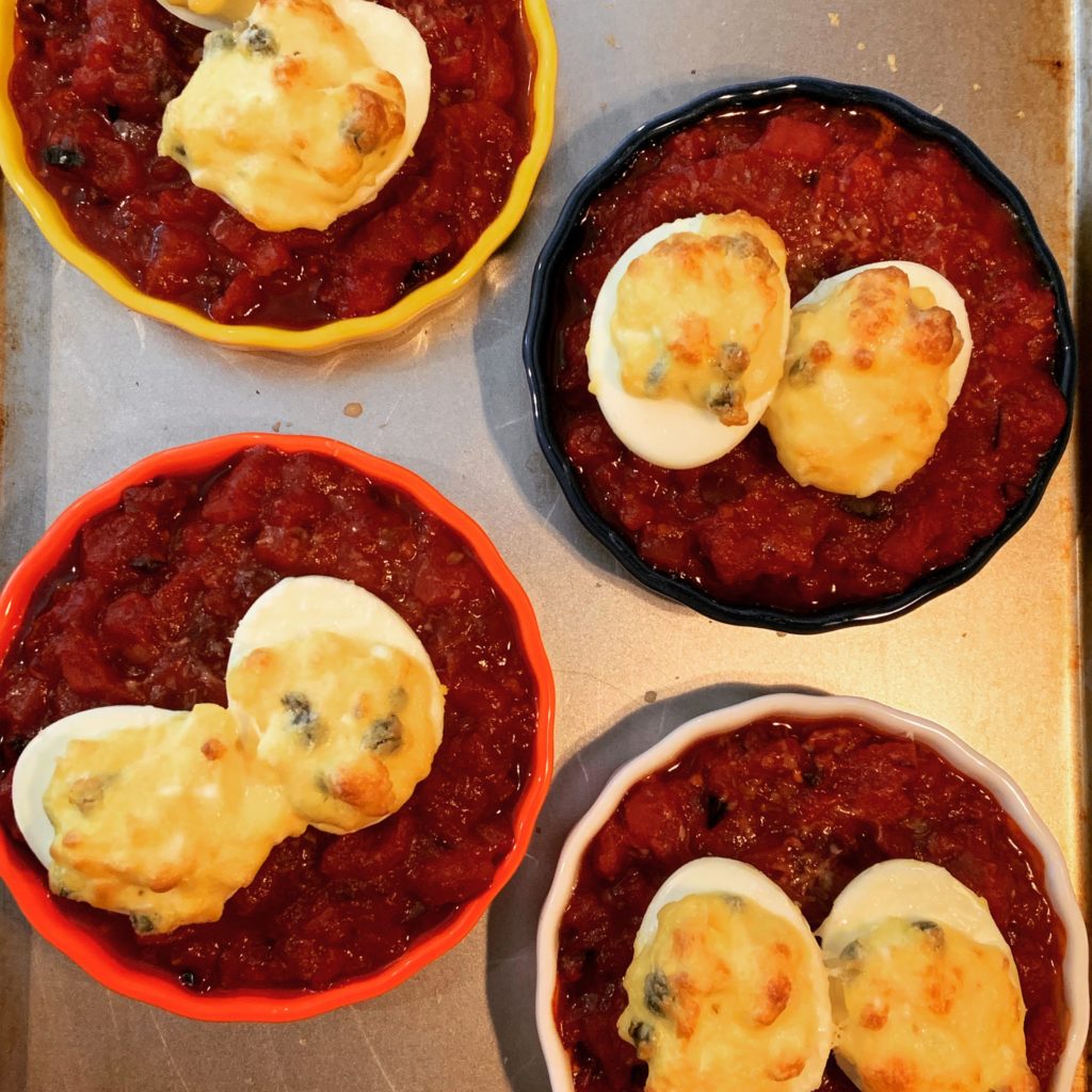 Baked Spanish Deviled Eggs with Tomato Sauce