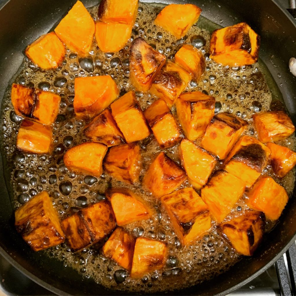 Making Candied Korean Sweet Potatoes