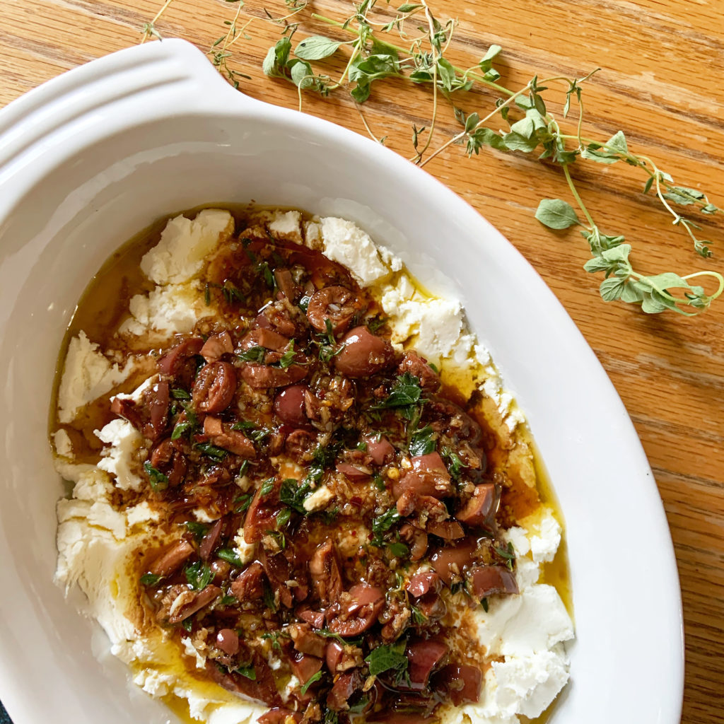 Marinated Goat Cheese Spread with Olives