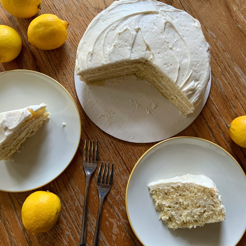 Lemon Cake with Vanilla Frosting