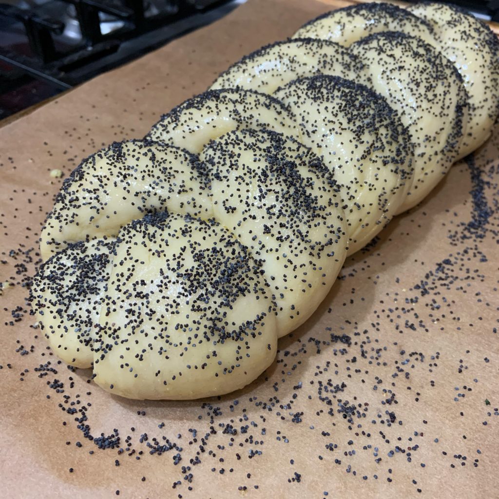 Braided Poppy Seed Bread before baking