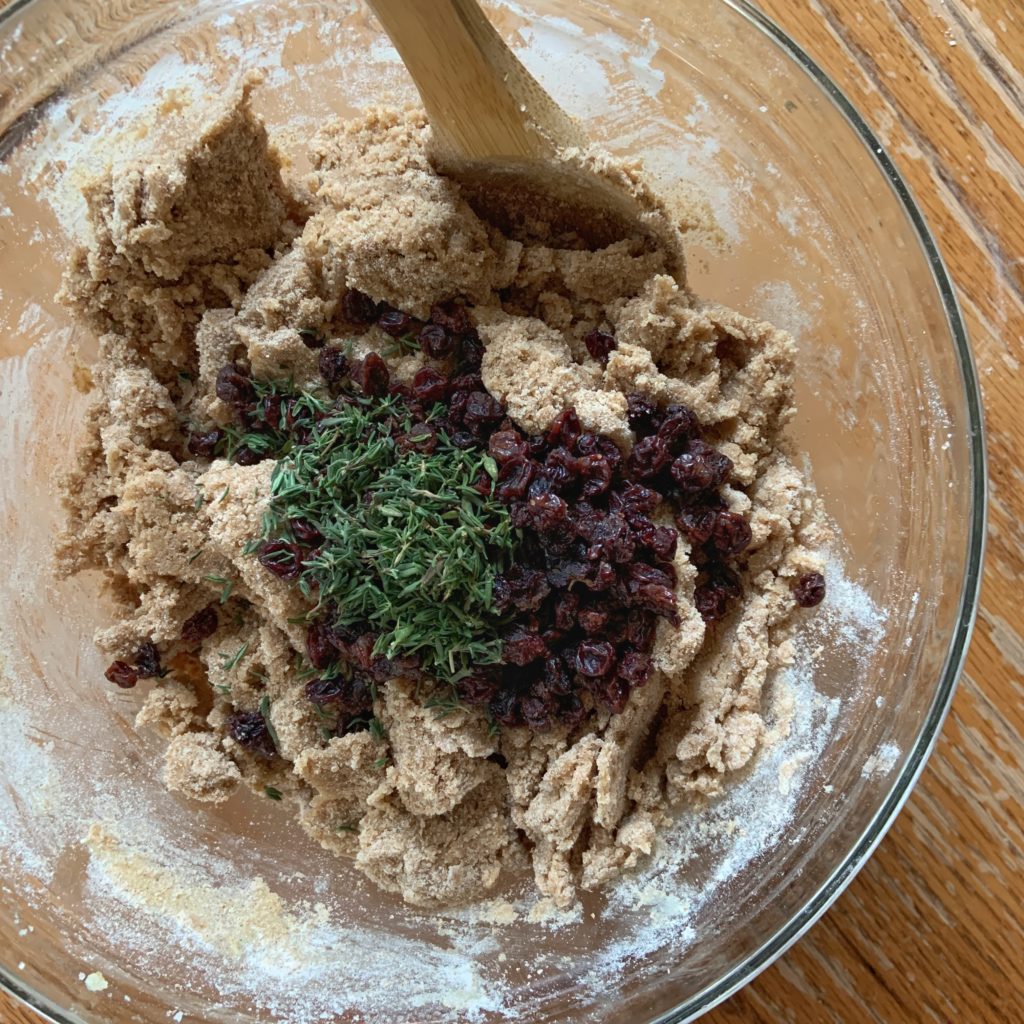 cookie dough with thyme and currant mix-ins