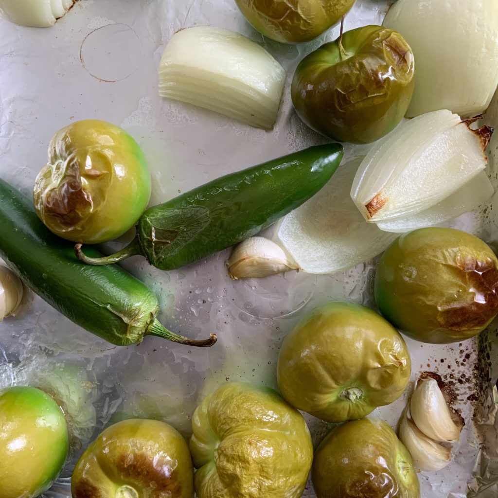 Roasted Vegetables for Tomatillo Salsa