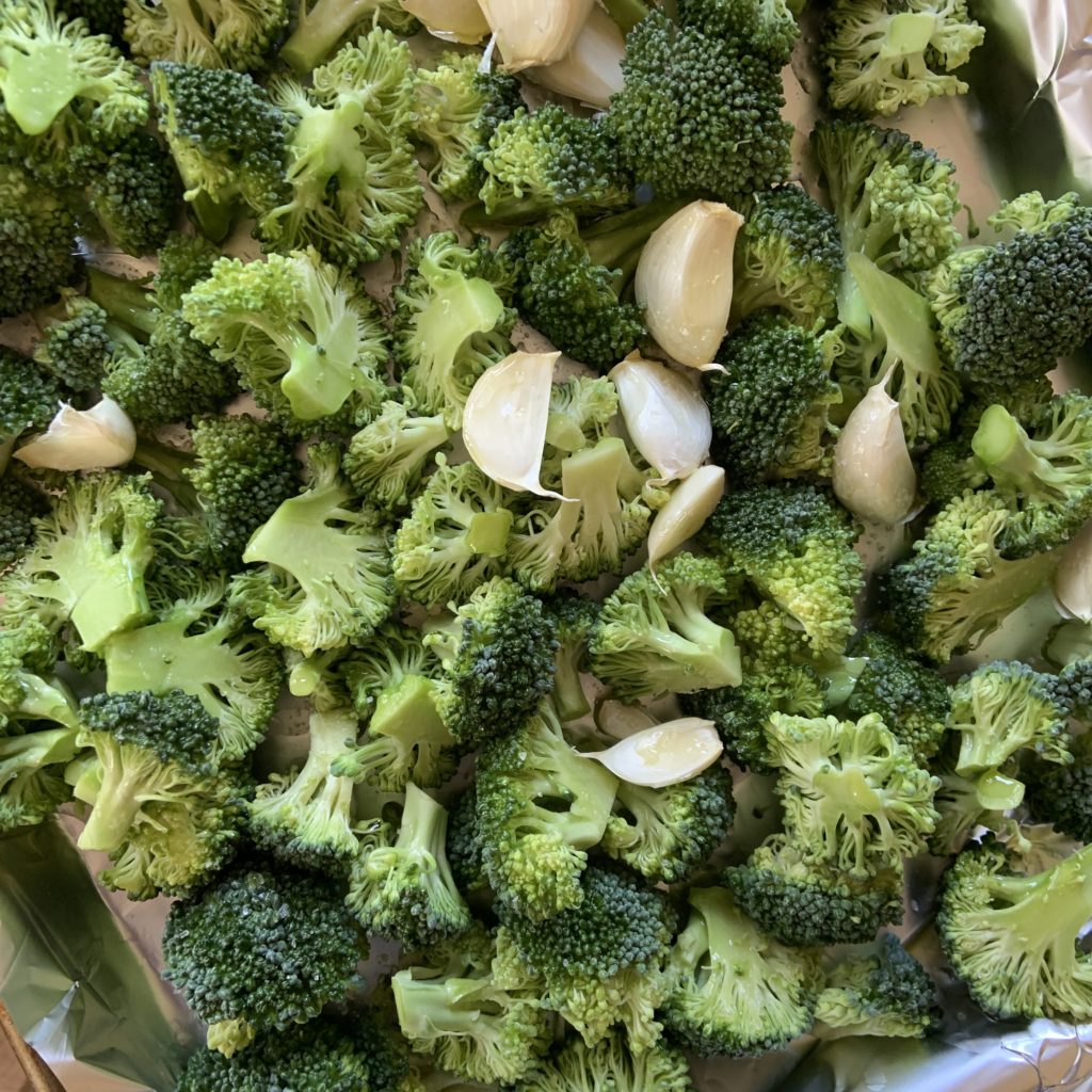 Broccoli and garlic for roasting