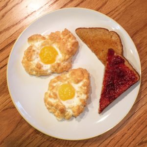 Eggs, Breakfast, Brunch, Cloud Eggs, Toast, Jam, Jelly