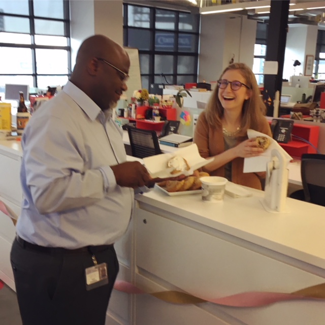 Coworkers with Bagels