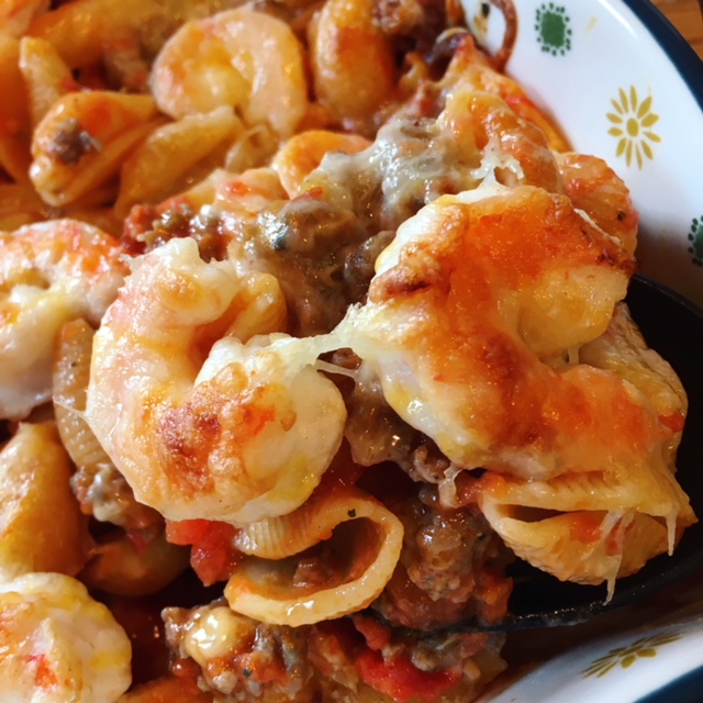 Shrimp and Sausage Pasta Casserole