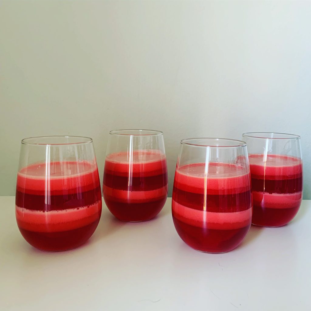 Layered Strawberry Jello Cups