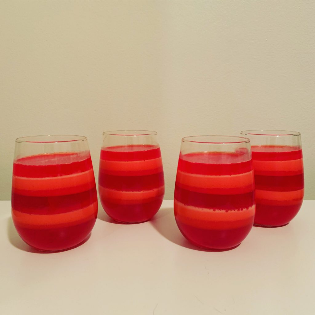 Layered Strawberry Jello Cups