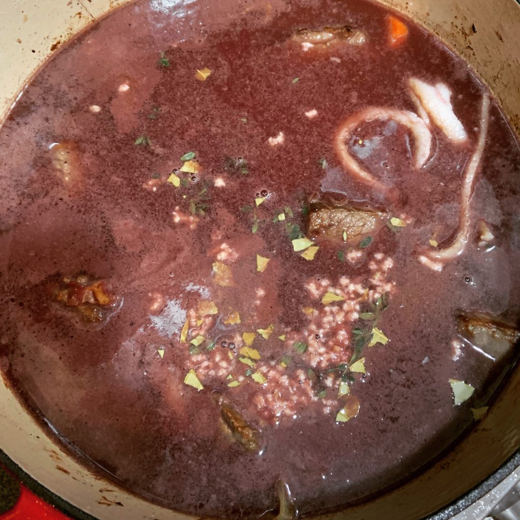 Beef Bourguignon before oven