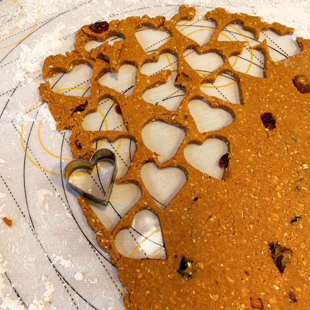 Cutting Out Heart-Shaped Homemade Dog Treats