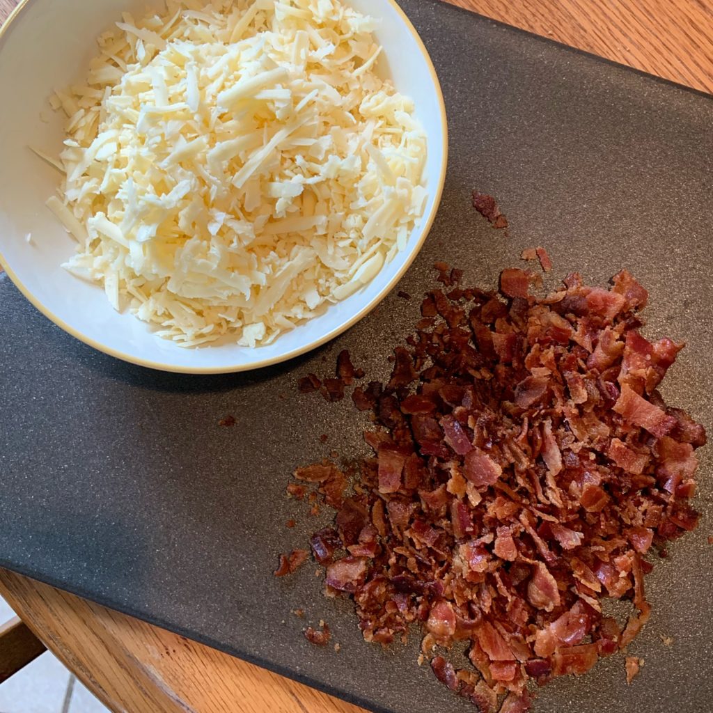 Chopped Bacon and Shredded Cheddar