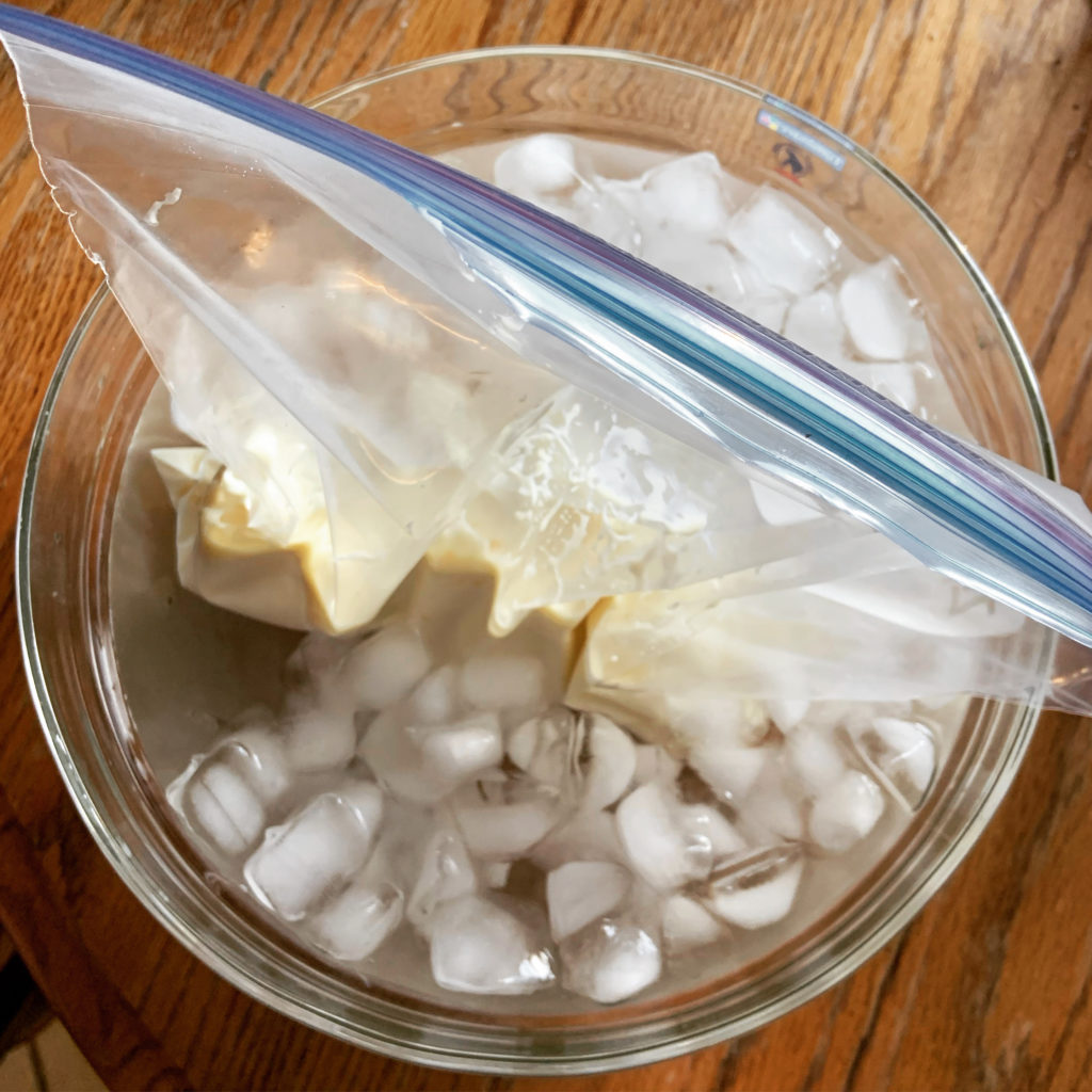 Ice Cream Base in Ice Bath