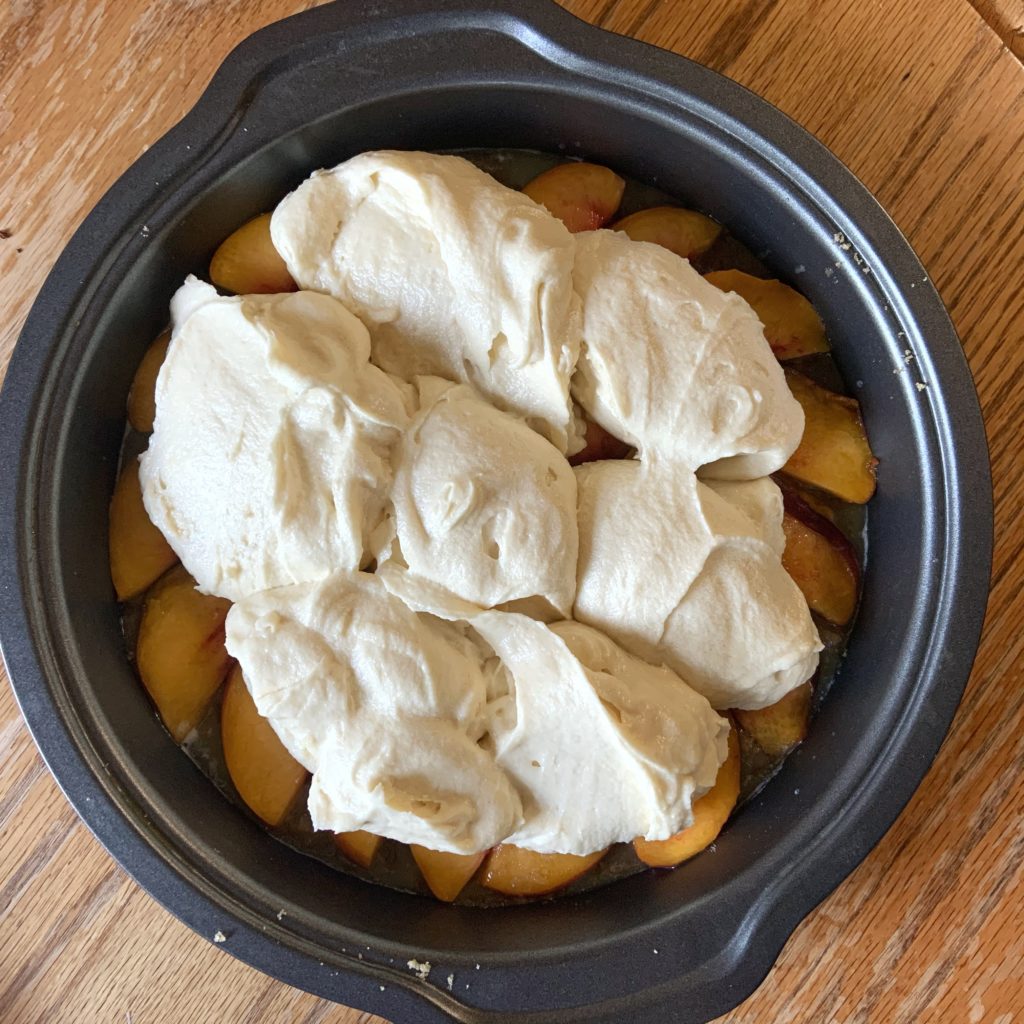 Making Peach Upside Down Cake