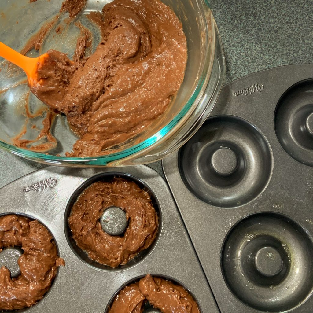 Making Baked Chocolate Donuts
