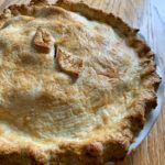 Homemade British Apple Pie with Leaf Adornment