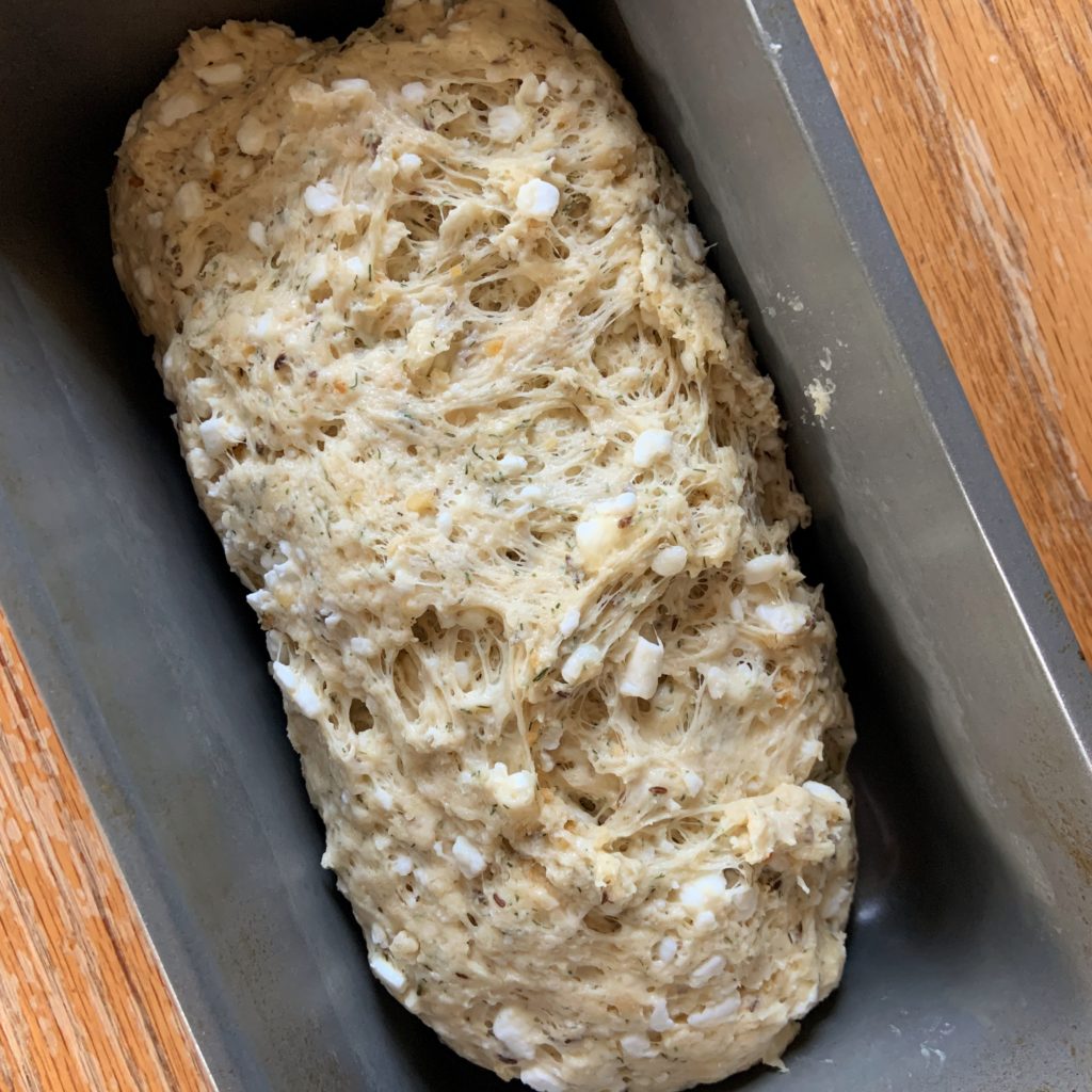 dill bread dough in pan